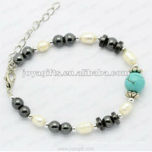 Magnetic Hematite Round Beaded Bracelet 7.25"